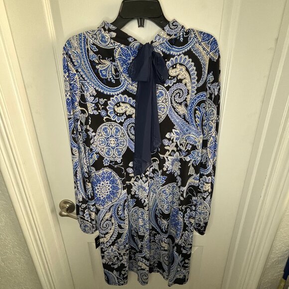 Robbie Bee Womens Long Sleeve Shift Dress Navy/Blush Floral Size 10 NEW - Picture 3 of 3